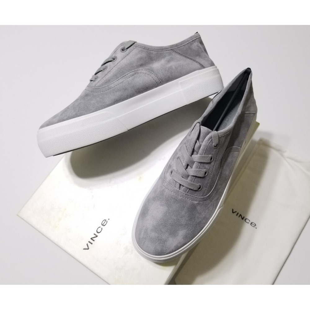 Vince Copley Italian Suede Platform Lace Up‎ Sneakers Cloud Grey NIB